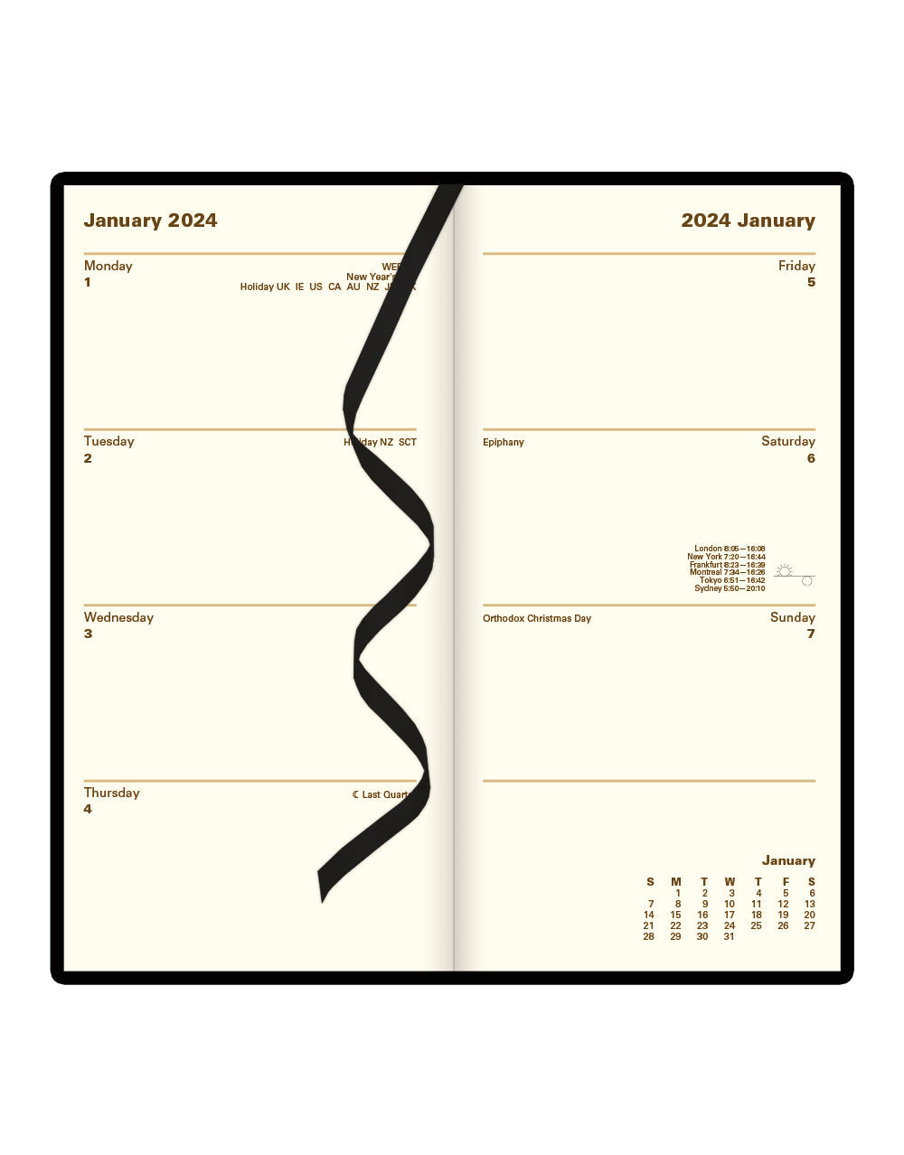 Letts of London 2024 Signature Slim Week to View Leather Planner - Blue