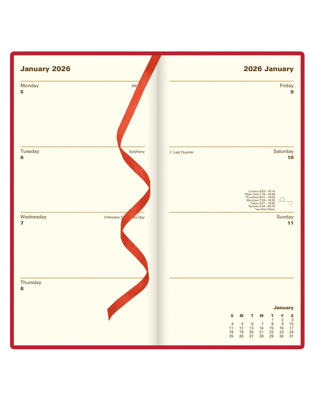 Letts of London 2026 Signature Bonded Slim Planner - Red