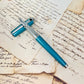 Pre-Owned ST Dupont Line D Diamond Guilloché Aquamarine Fountain Pen 14K M