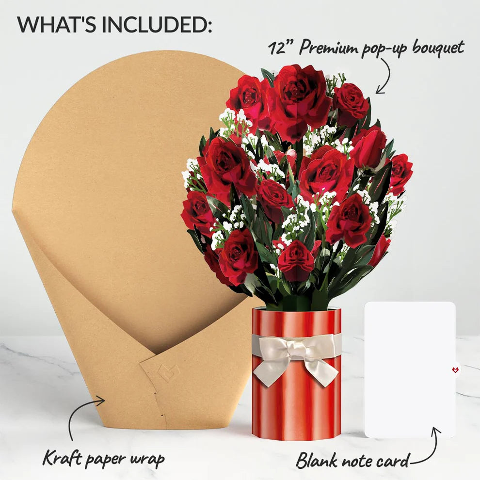 Lovepop Pop-Up Bouquets - Romantic Red Roses
