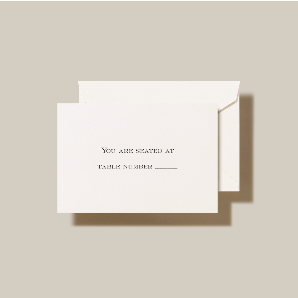 Crane Block Text Pearl White Table Card (25 ea)