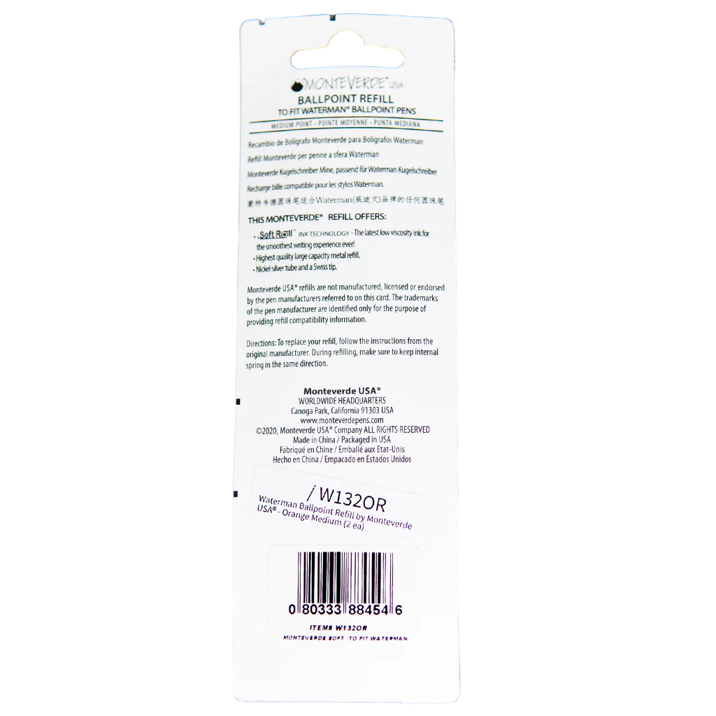Waterman Ballpoint Refill by Monteverde USA® - Pink Medium (2 ea)