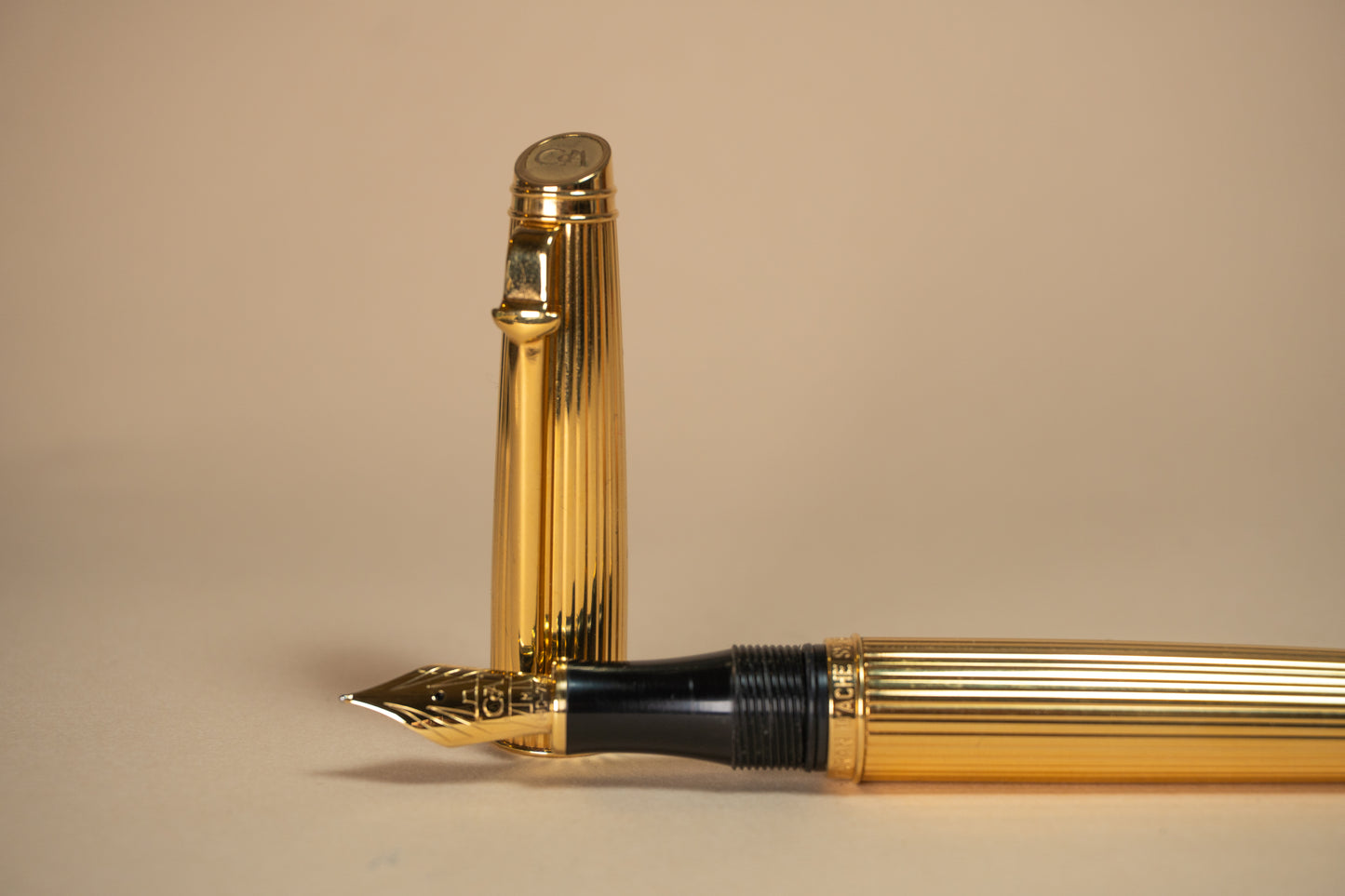 Pre-Owned Caran d'Ache Leman Godron Gold Plated Fountain Pen - Medium