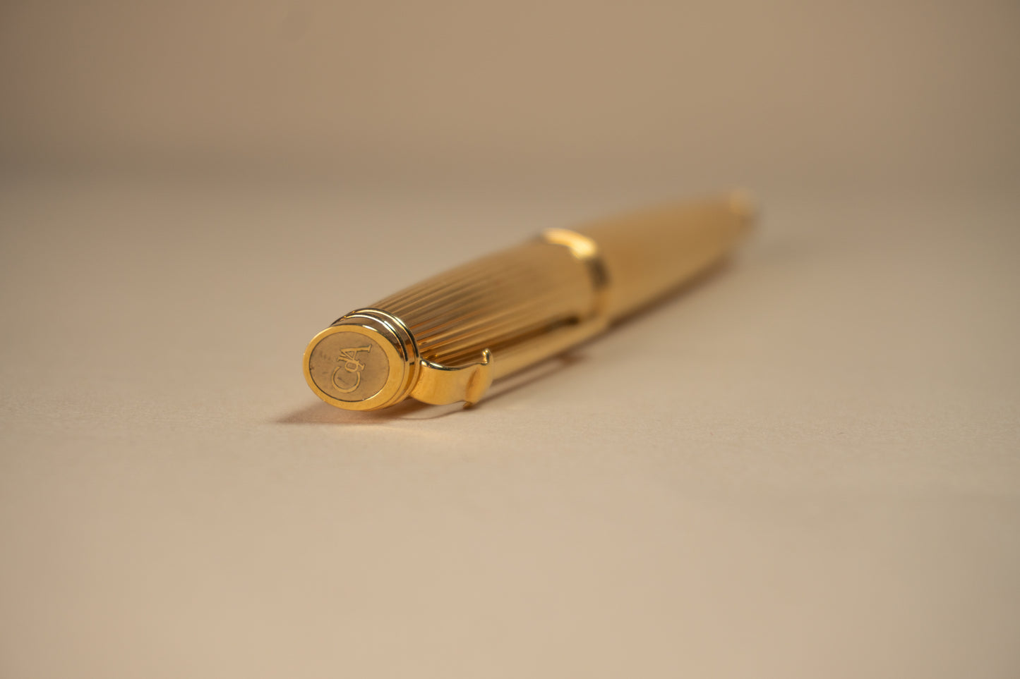 Pre-Owned Caran d'Ache Leman Godron Gold Plated Fountain Pen - Medium