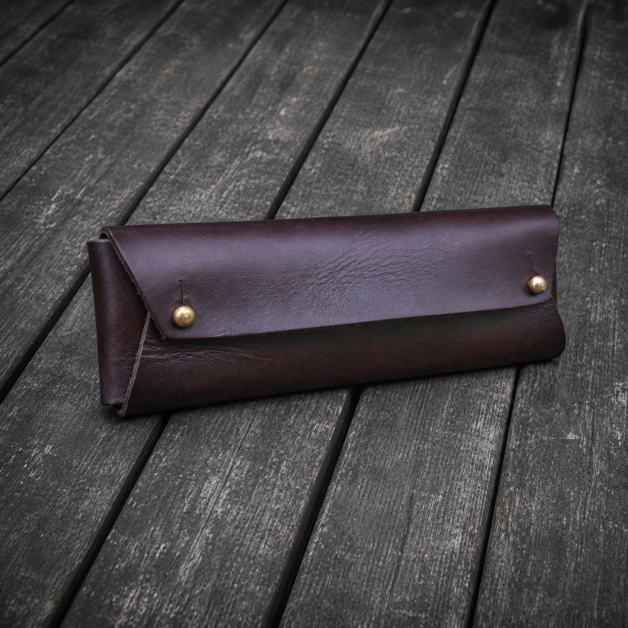 Galen Leather The Student Pencil Case - Dark Brown