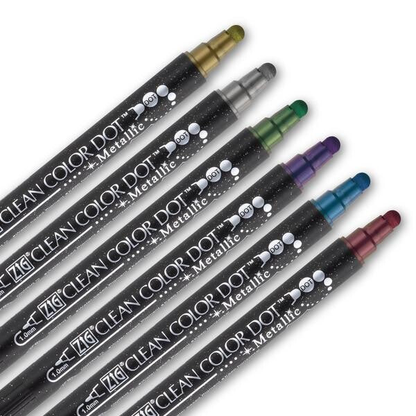 Kuretake Clean Color Dual-Tip Marker Set - Metallic (Set of 6)