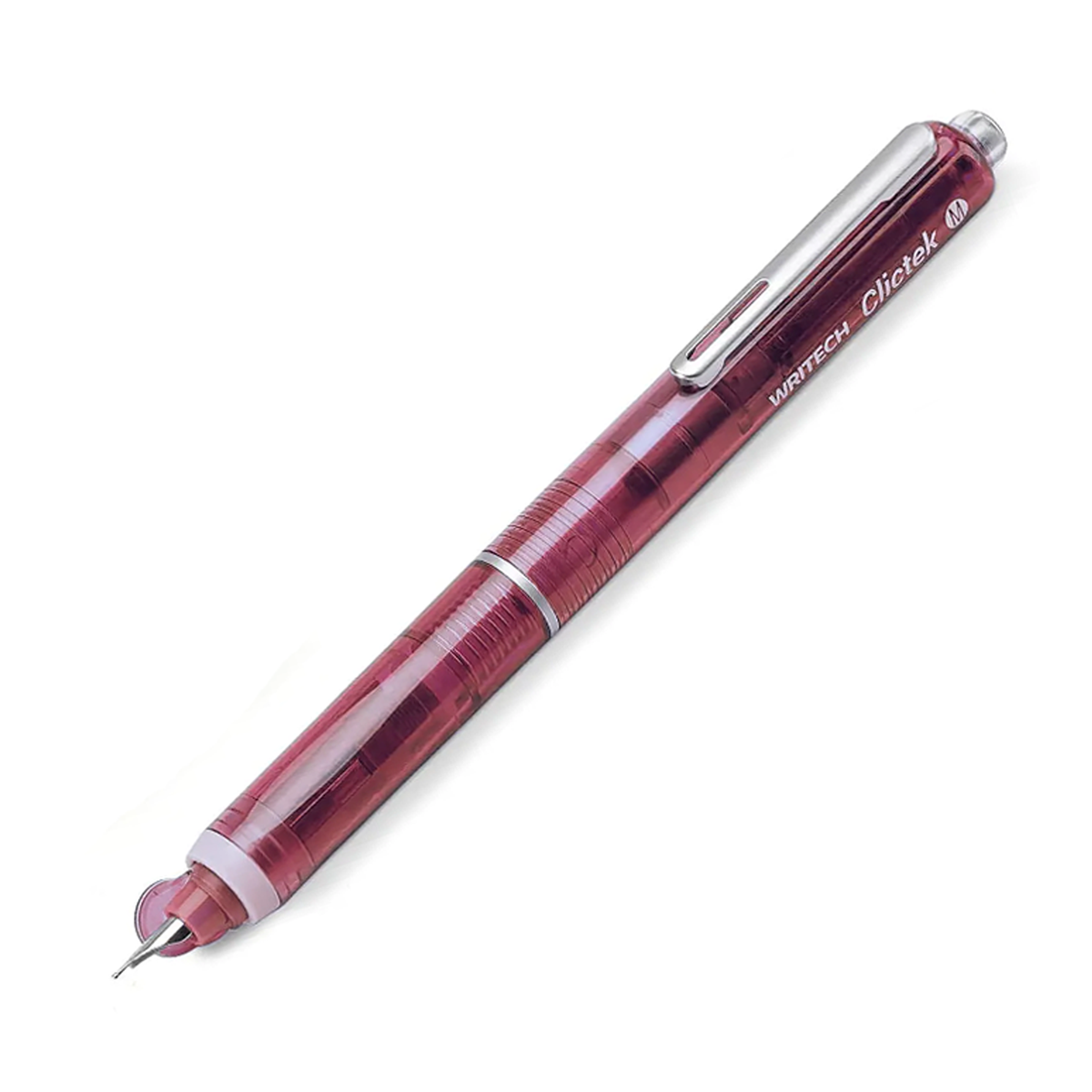 Writech Clictek Retractable Fountain Pen - Clear Red
