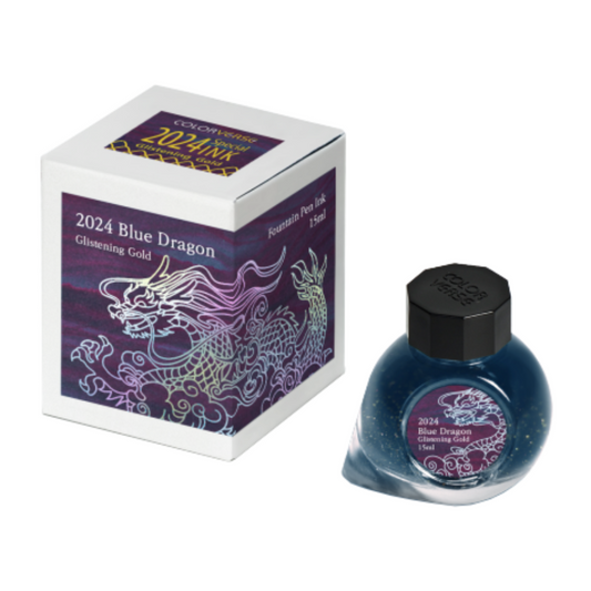 Colorverse Blue Dragon (15ml) Bottled Ink (2024 Special Ink, Glistening Gold)