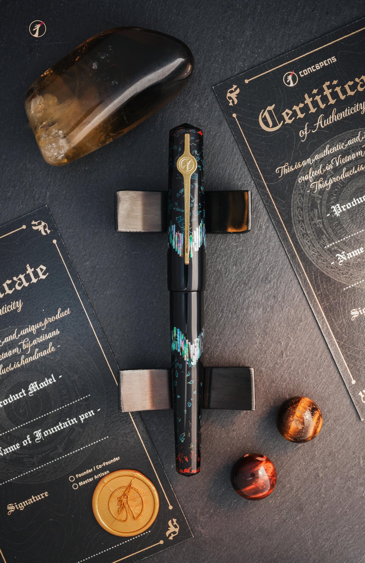 ConCoPens Traditional Vietnamese Lacquer Fountain Pen - Ocean Serenade 2