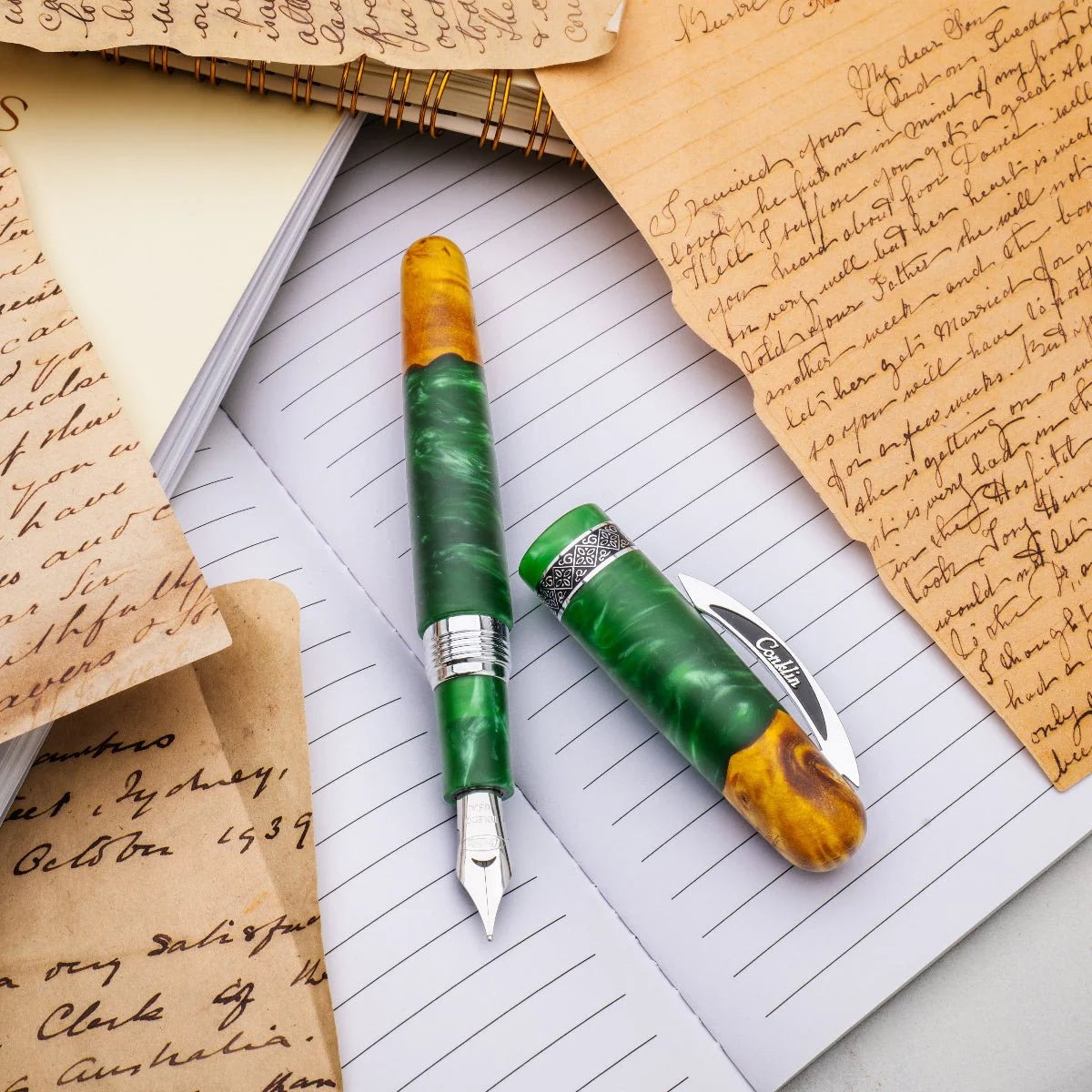Conklin 1898 Spectra Fusion Fountain Pen - Green with Chrome Trim (Limited Edition)