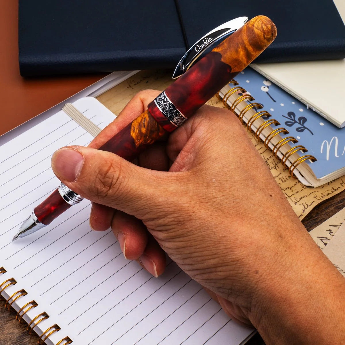 Conklin 1898 Spectra Fusion Rollerball - Burgundy with Chrome Trim (Limited Edition)