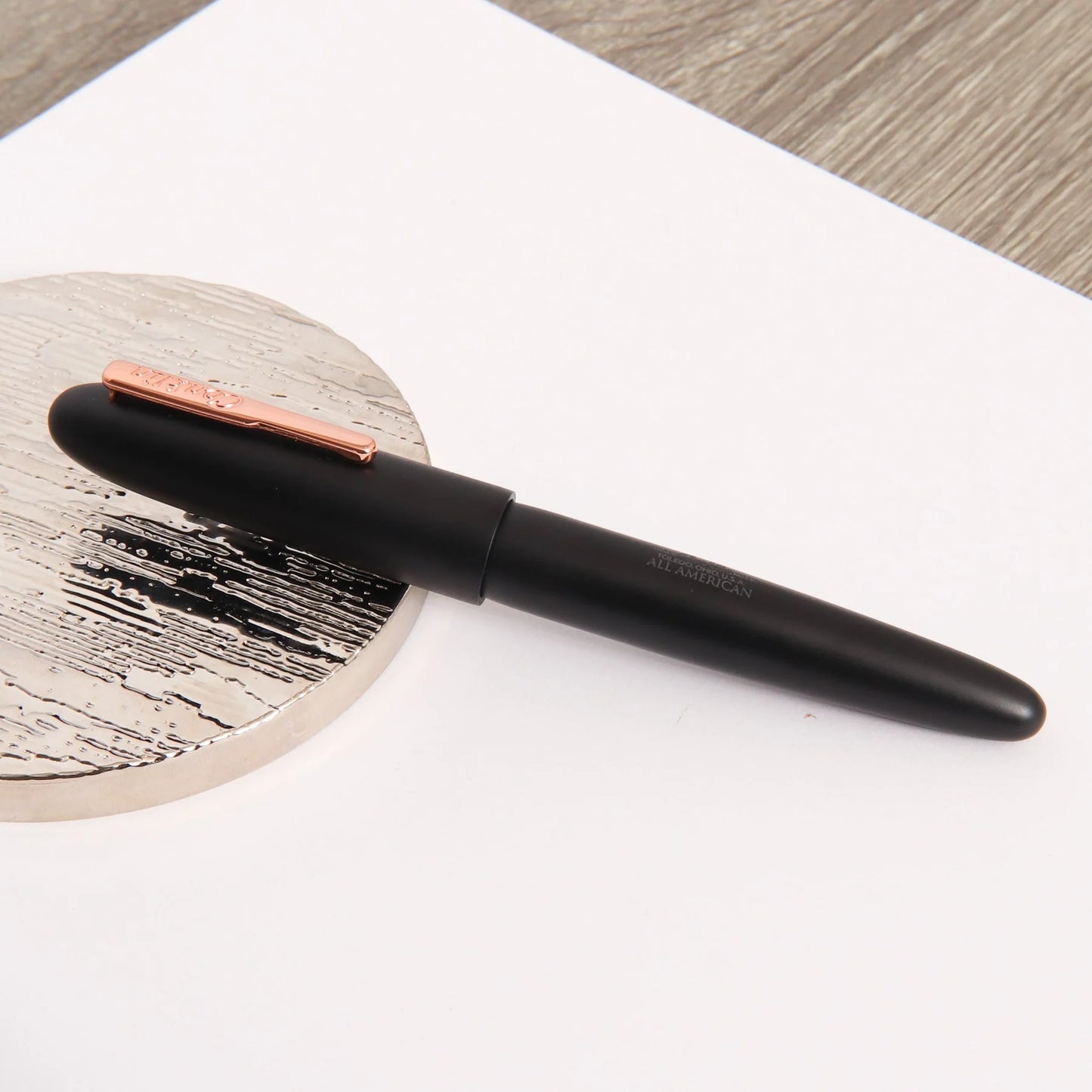 Conklin All American Rollerball - Black Matte with Rose Gold Trim (Discontinued)