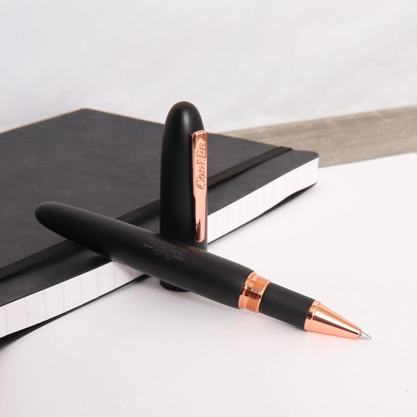 Conklin All American Rollerball - Black Matte with Rose Gold Trim (Discontinued)