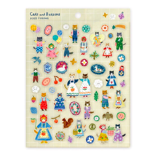 Cozyca Aiko Fukawa Sticker Sheet - Cats and Buttons