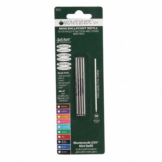 D1 1.4 Mini Ballpoint Refills by Monteverde USA® To Fit Multi Functional Pens - Black Medium (4 ea)