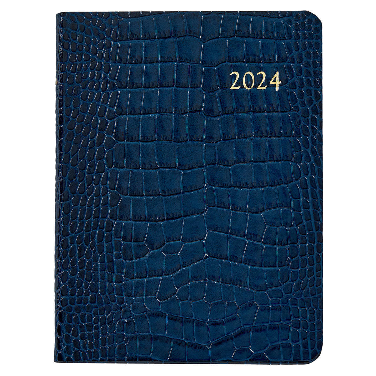 Graphic Image 2024 Desk Diary - Sapphire Crocodile Embossed Leather