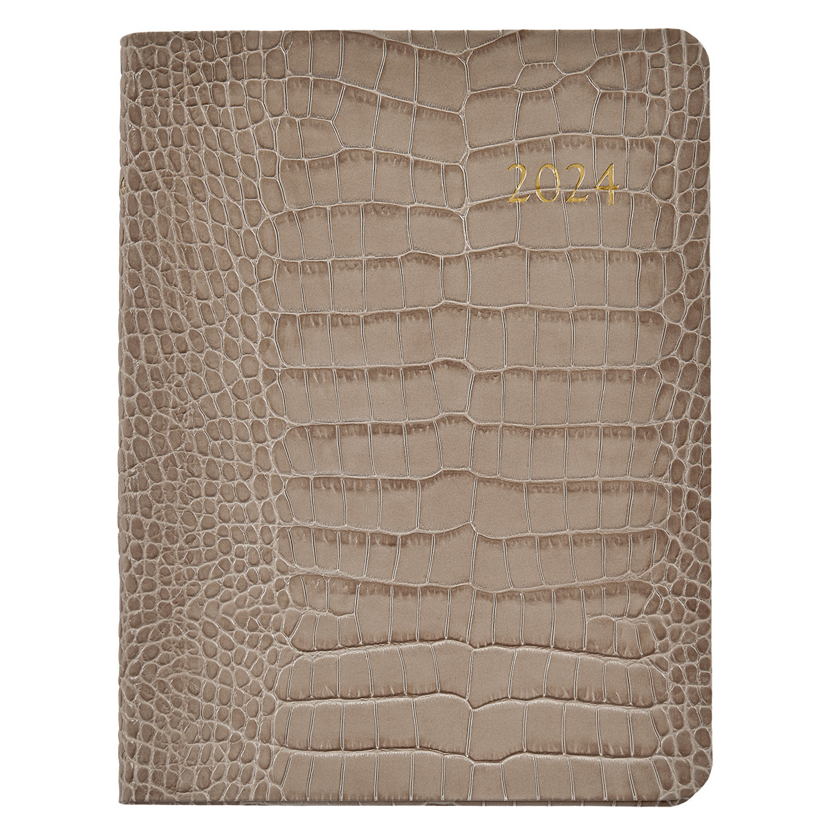 Graphic Image 2024 Desk Diary - Stone Crocodile Embossed Leather