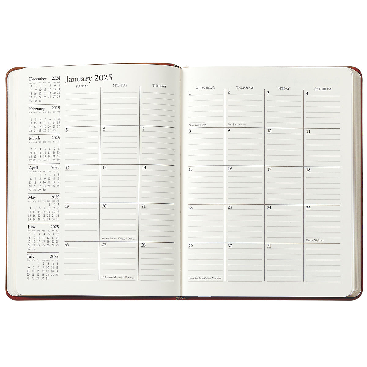 Graphic Image 2024 Desk Diary - British Tan Traditional Leather