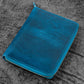 Galen Leather 5 Slot Zippered Pen Case - Crazy Horse Ocean Blue