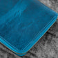 Galen Leather 5 Slot Zippered Pen Case - Crazy Horse Ocean Blue