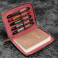 Galen Leather 5 Slot Zippered Pen Case - Crazy Horse Orange
