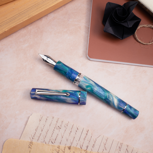 Delta Duna Fountain Pen - Reflection Pool with Chrome Trim (Limited Edition)