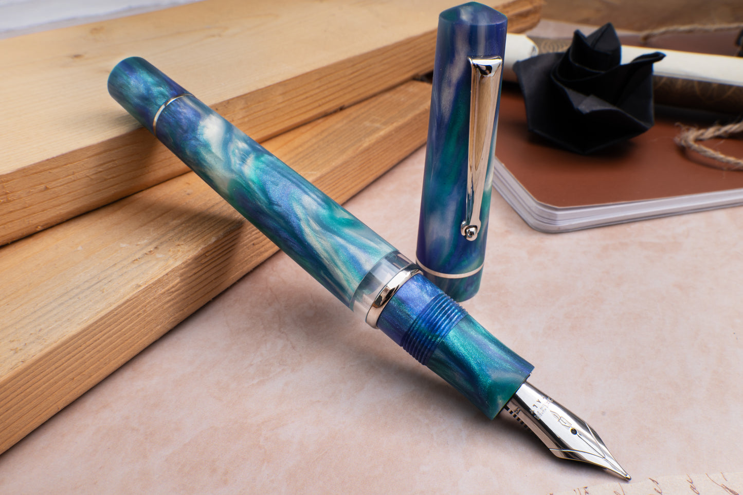 Delta Duna Fountain Pen - Reflection Pool with Chrome Trim (Limited Edition)