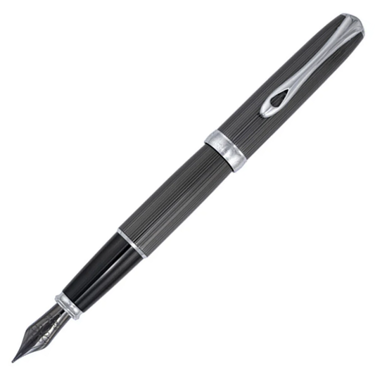 Diplomat Excellence A2 Fountain Pen - Guilloche Black with Chrome Trim