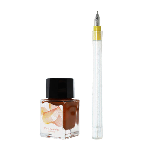 Sailor Compass Hocoro Dip Pen Set + Dipton Shimmer Mini Bottled Ink - Coral Humming (Limited Edition)