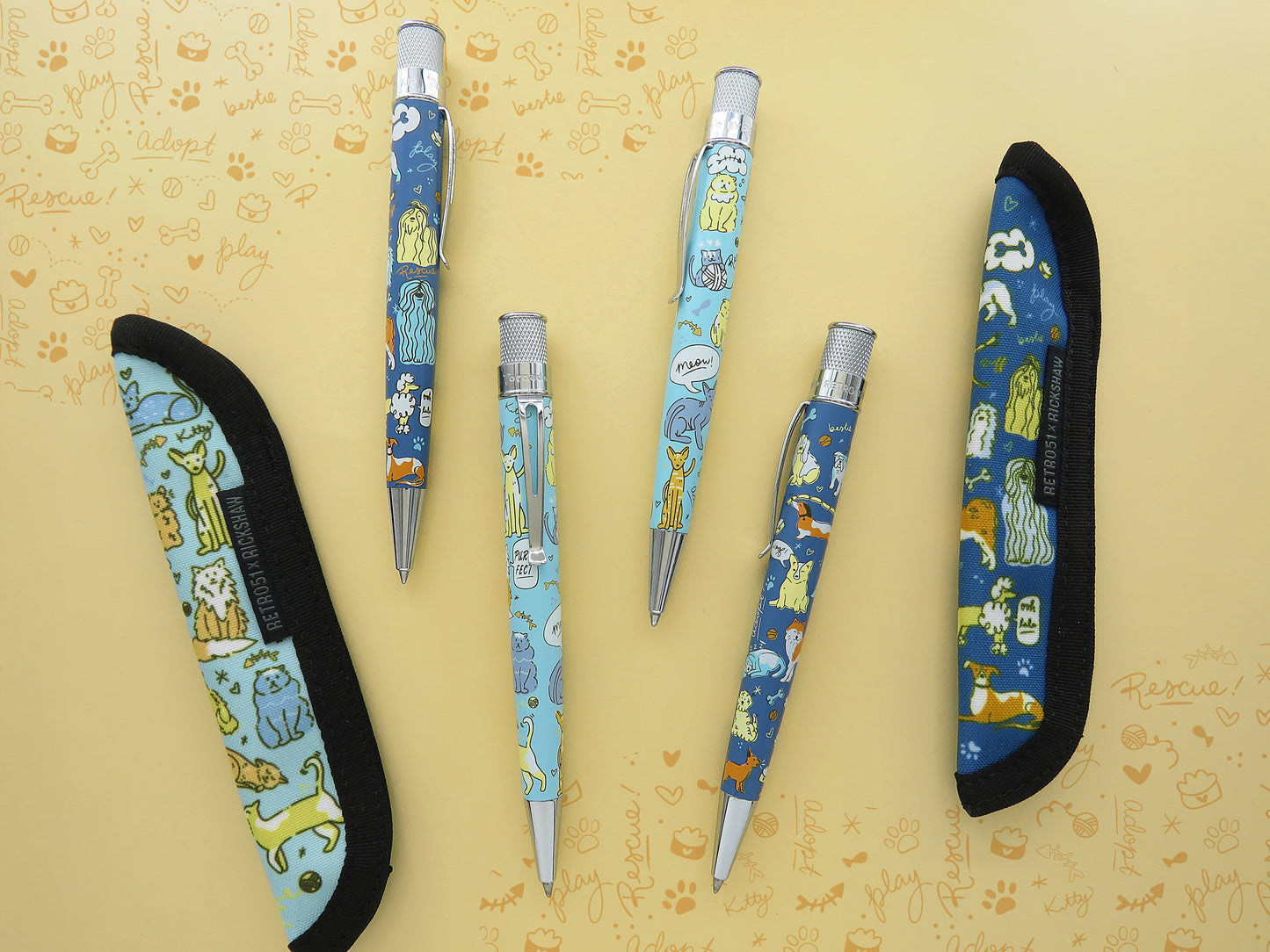 Rickshaw Bagworks 1-Pen Sleeve - Cat Rescue: Series 6 (Retro51 Design)