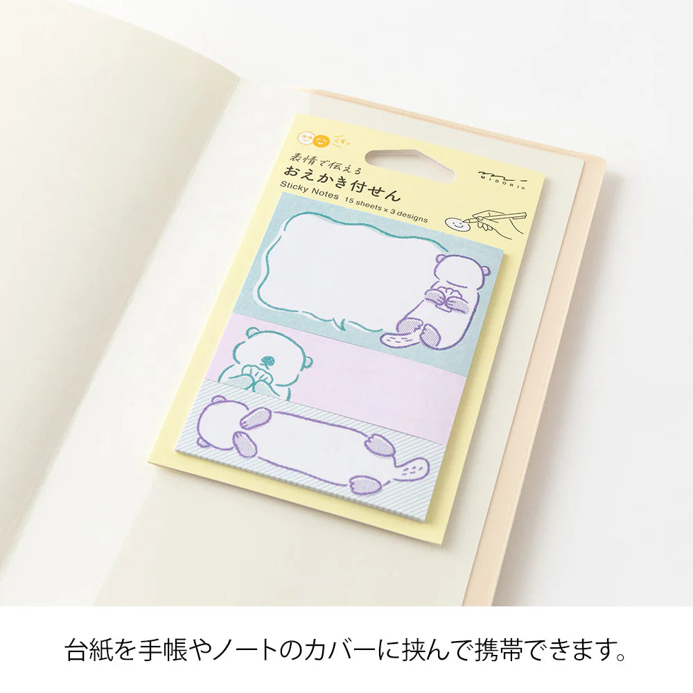 Midori Sticky Notes - Drawing Sea Otter
