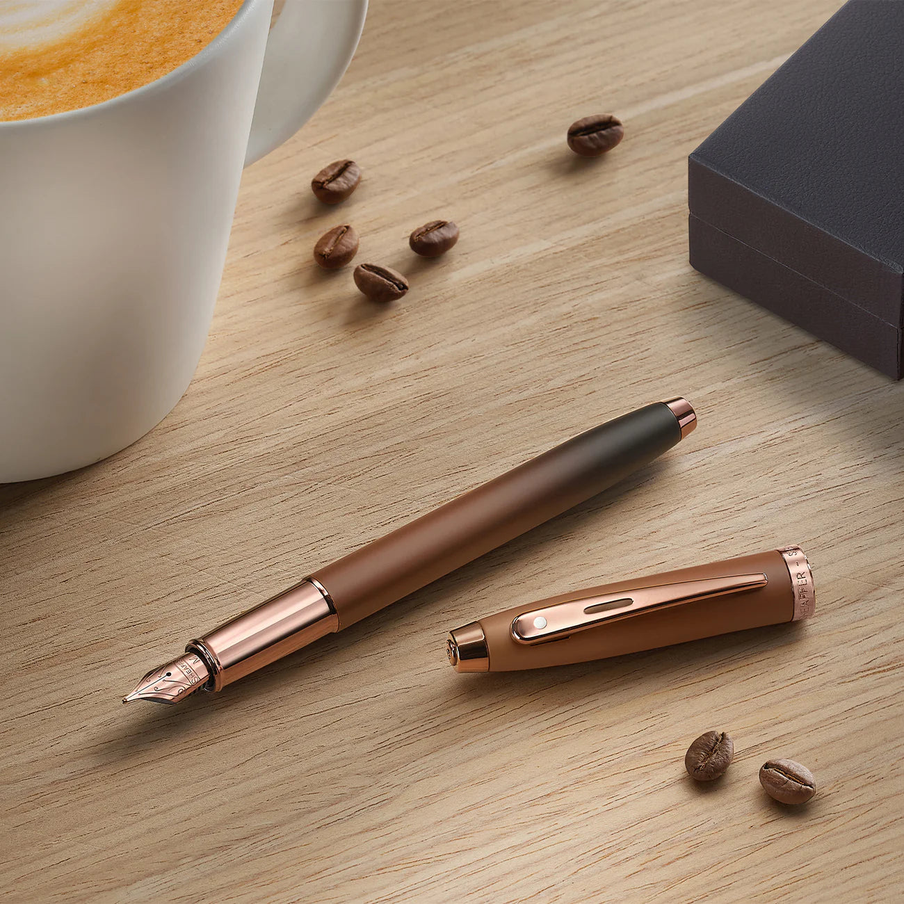 Sheaffer 100 Coffee Edition Fountain Pen - Matt Brown with PVD Trim