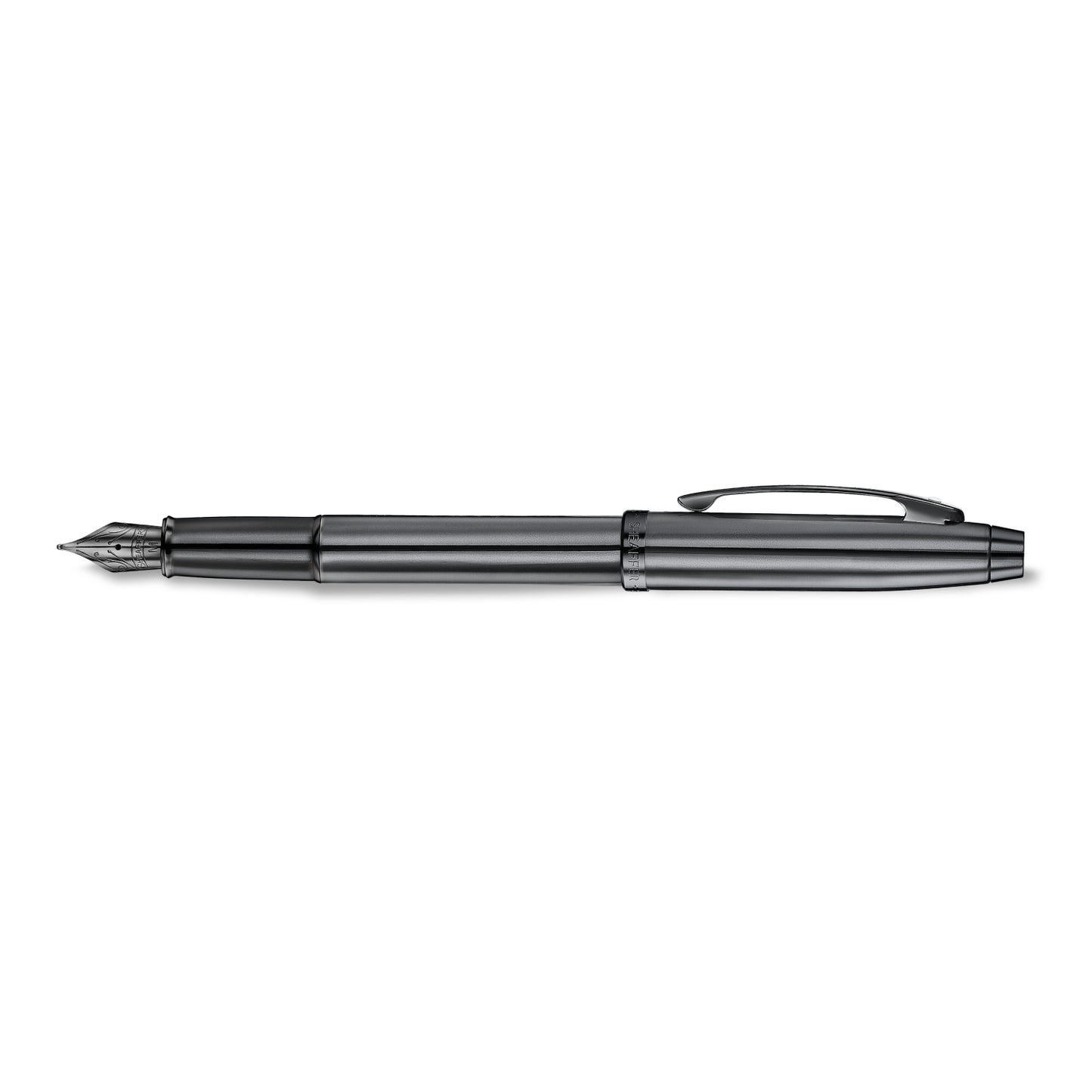 Sheaffer 100 Fountain Pen - Shiny Dark Grey Gunmetal with PVD Trim