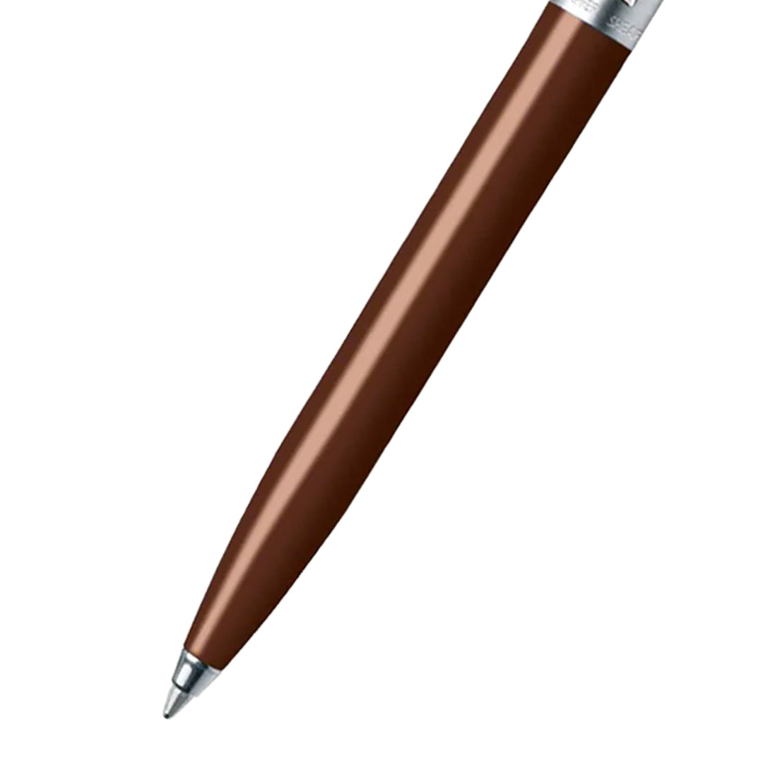 Sheaffer Sentinel 321 Coffee Brown Barrel Brushed Chrome Cap Ballpoint Pen - Image 2