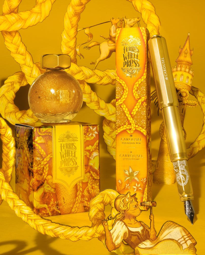 Ferris Wheel Press The Carousel Aluminum Fountain Pen - Plaited Gold Tress (Limited Edition)