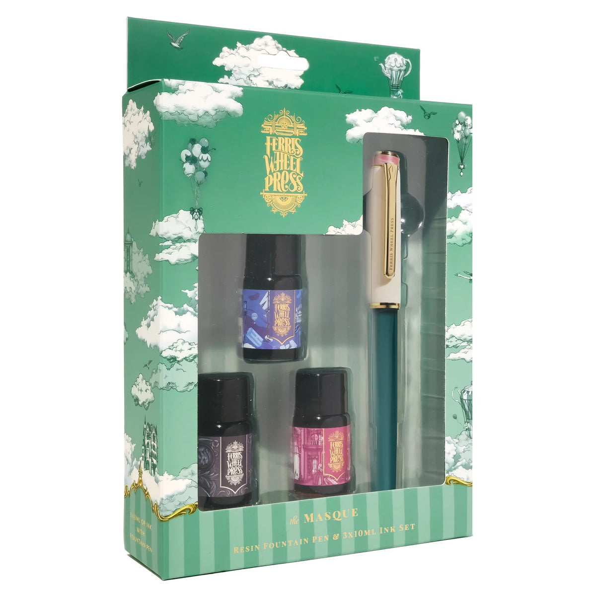 Ferris Wheel Press The Masque Resin Fountain Pen & Ink Set - Teal