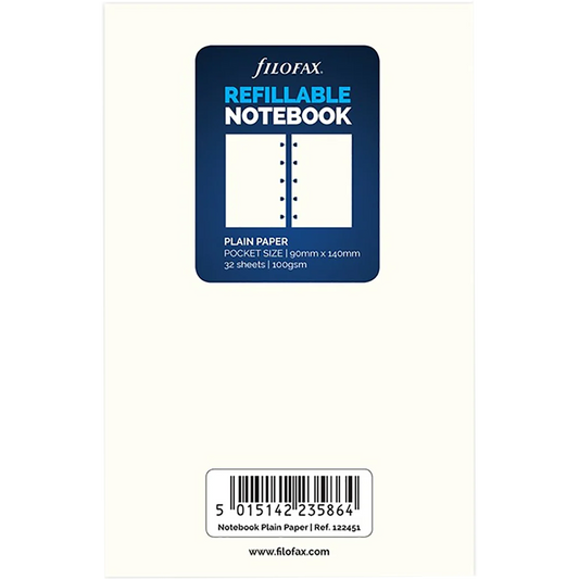 Filofax Pocket Notebook Refill - Plain Paper