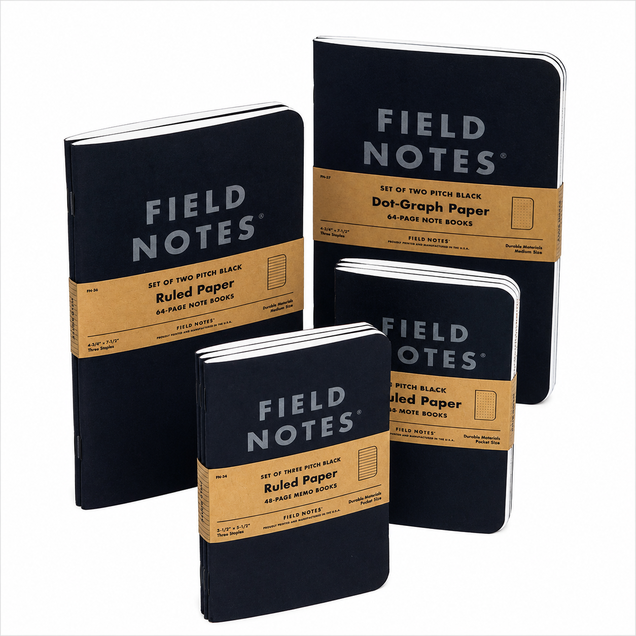 Field Notes Pitch Black Notebook - Ruled (2-Pack)