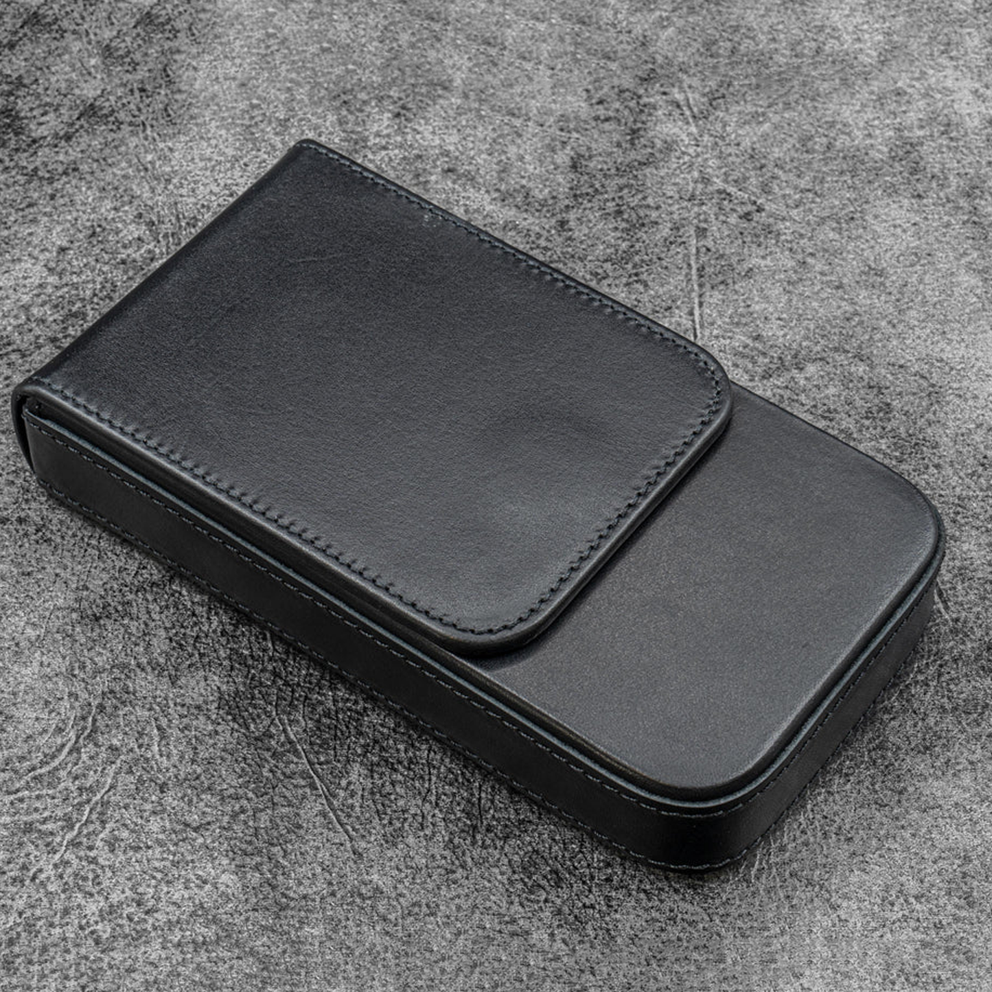 Galen Leather 3 Slots Magnum Opus Pen Case - Black (with Removable Pen Tray)