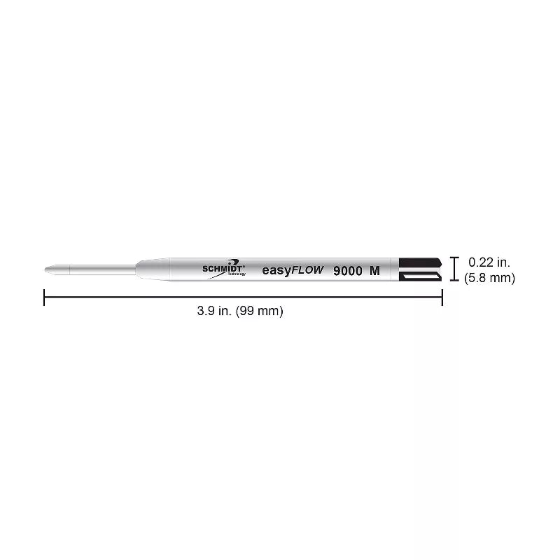 Schmidt P9000 Parker Style Easy Flow Refills - Blue Medium (2ea)
