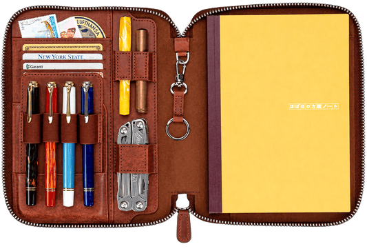 Galen Leather A5 Zippered Notebook Folio - Aged Copper