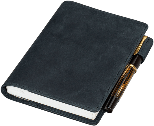Galen Leather Slim A6 Notebook/Planner Cover - Crazy Horse Graphite