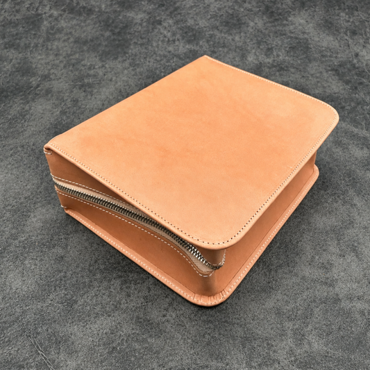 Galen Leather 40 Slot Zippered Pen Case - Undyed
