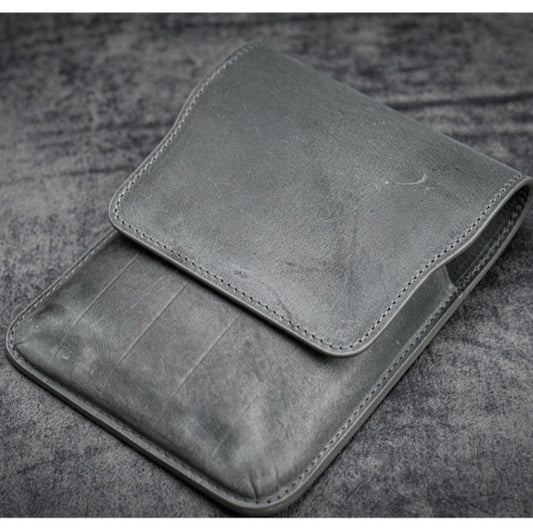 Galen Leather 5 Pen Flap Case - Crazy Horse Smoky