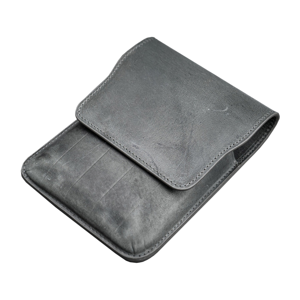 Galen Leather 5 Pen Flap Case - Crazy Horse Smoky