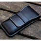 Galen Leather 3 Pen Flap Case - Black