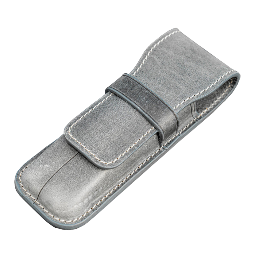Galen Leather 2 Pen Flap Case - Crazy Horse Smoky
