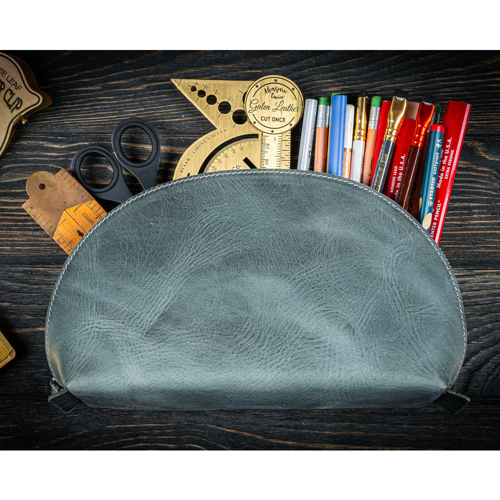 Galen Leather Lunar Makeup/Toiletry Bag - Crazy Horse Smoky