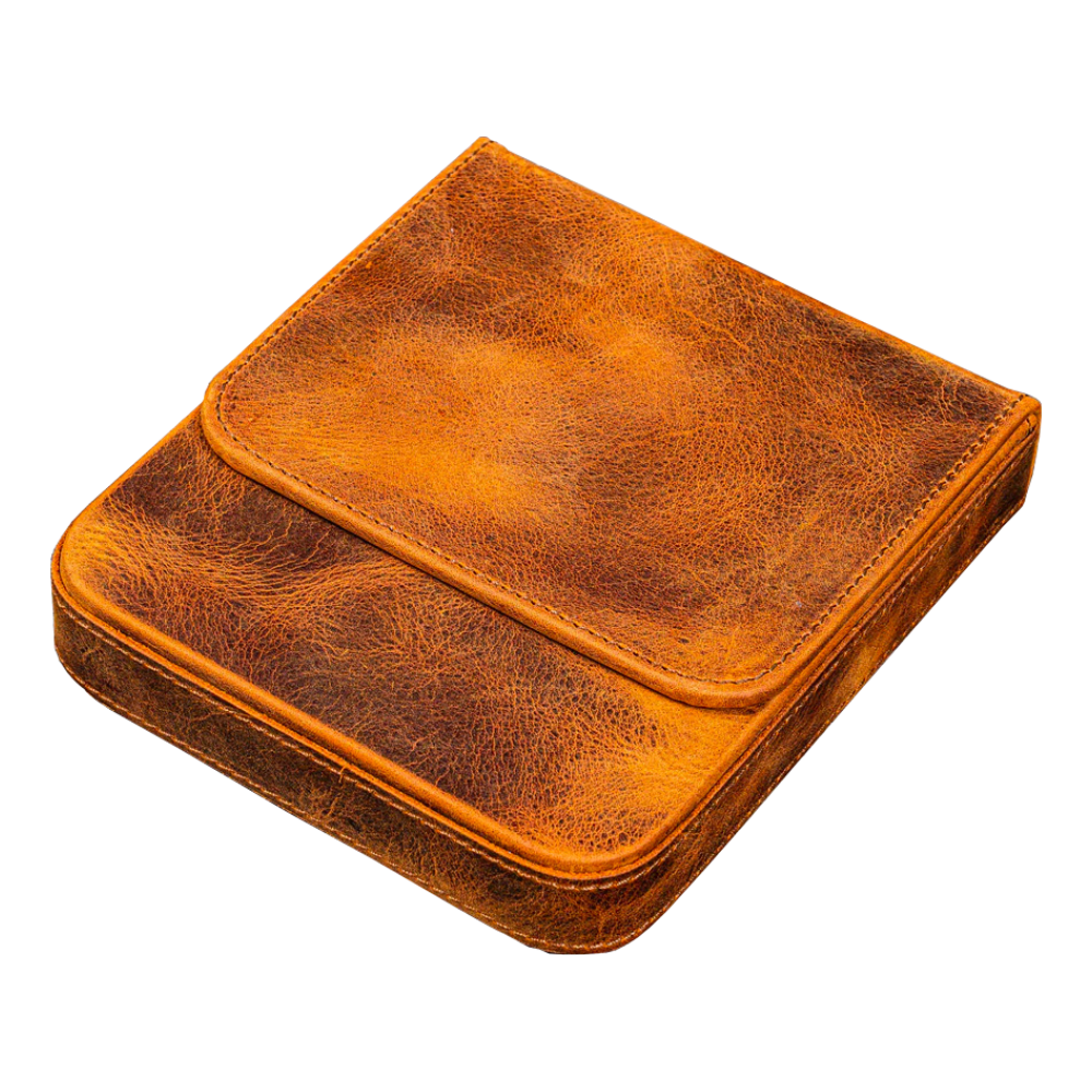 Galen Leather 6 Slot Magnum Opus Pen Case - Crazy Horse Brown (with Removable Tray)