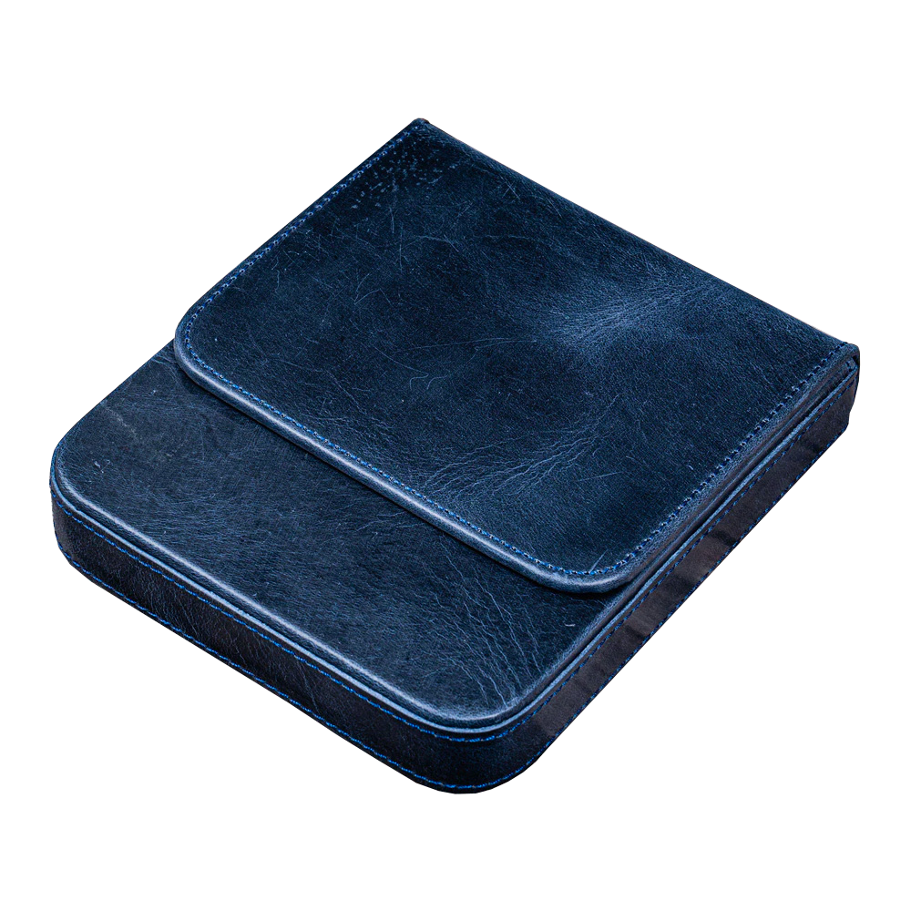 Galen Leather 6 Slot Magnum Opus Pen Case - Crazy Navy Blue (with Removable Tray)